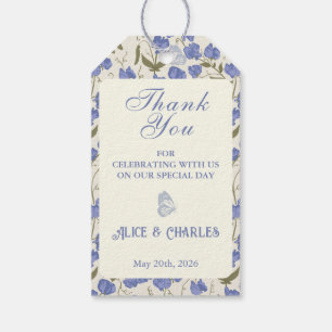 Sweet Pea Floral Blue and Cream Thank You Wedding Gift Tags