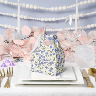 Sweet Pea Floral Cream and Blue Wedding Favour Box