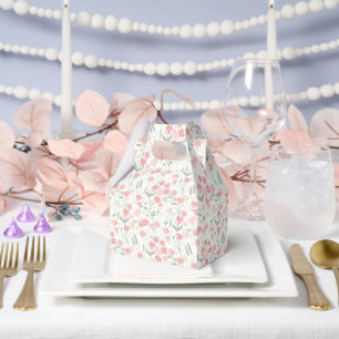 Sweet Pea Floral Cream and Pink Wedding Favour Box