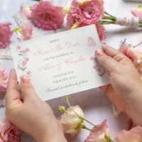 Sweet Pea Floral PInk and Cream Save the Date