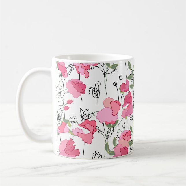 Sweet Pea: Floral Summer Texture. Coffee Mug (Left)