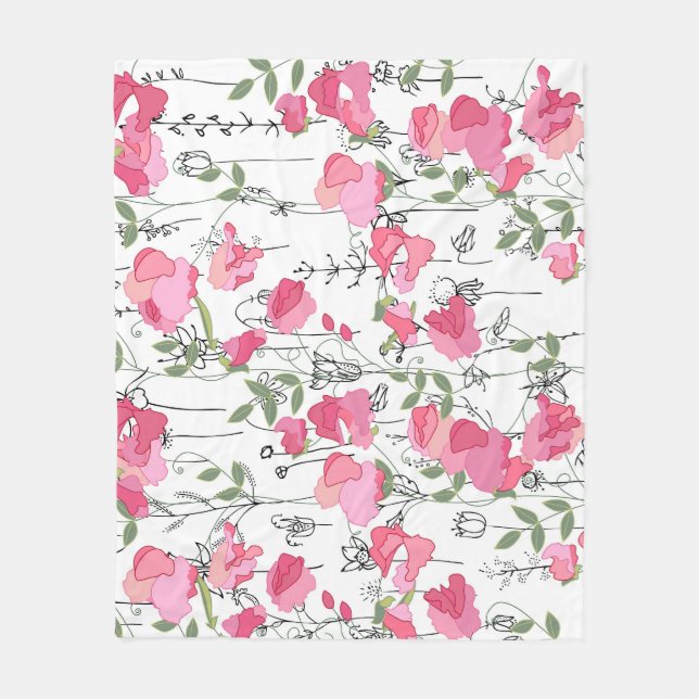 Sweet Pea: Floral Summer Texture. Fleece Blanket (Front)