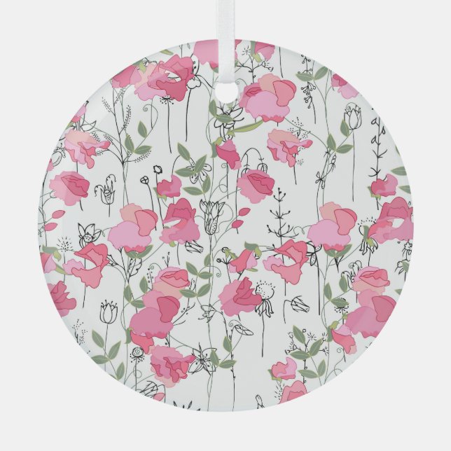 Sweet Pea: Floral Summer Texture. Glass Tree Decoration (Front)