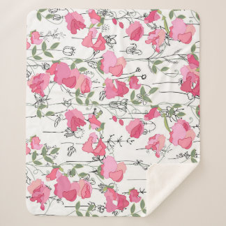Sweet Pea: Floral Summer Texture. Sherpa Blanket