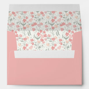 Sweet Pea Floral Wedding Envelope Pink