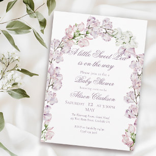 Sweet Pea flower arch Baby brunch elegant lavender Invitation