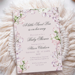 Sweet Pea flower arch Baby brunch elegant lavender Invitation