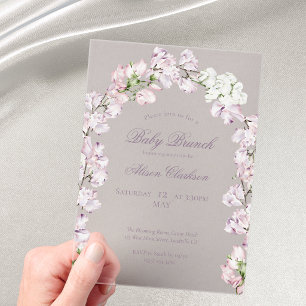 Sweet Pea flower arch Baby brunch floral arch Acrylic Invitations