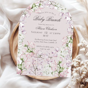 Sweet Pea flower Baby brunch elegant Round Invitation