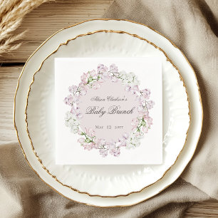 Sweet Pea flower Baby brunch elegant Round  Napkin