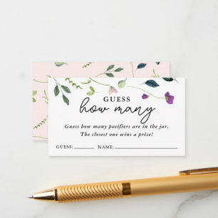 Sweet Pea Flower   Baby Shower Guessing Game Cards