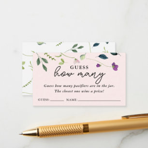 Sweet Pea Flower   Baby Shower Guessing Game Cards
