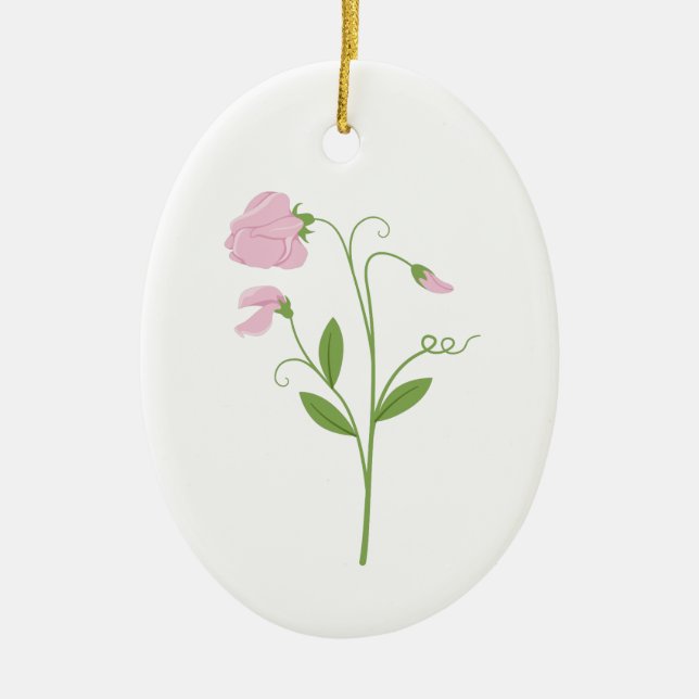 Sweet Pea Flower Ceramic Tree Decoration (Front)