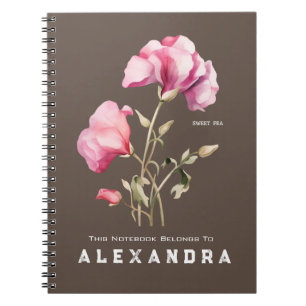 Sweet Pea Flower - Notebook Personalise It
