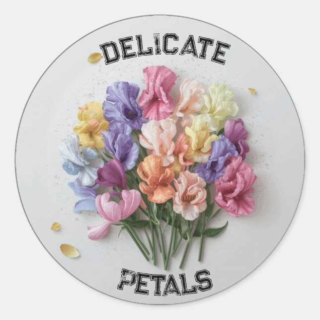 Sweet Pea Flower Stickers Personalise Name Text (Front)