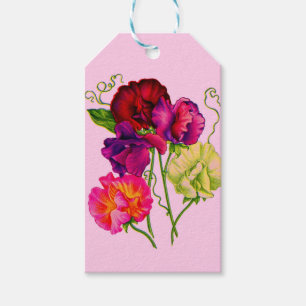 sweet pea flowers print gift tags
