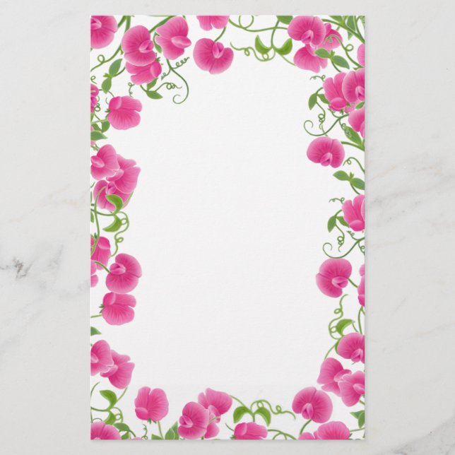 Sweet Pea Flowers Stationery (Front)