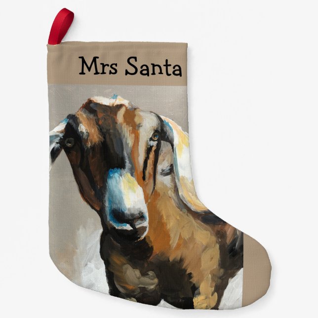 Sweet Pea Goat Farmhouse Christmas Stocking (Front)