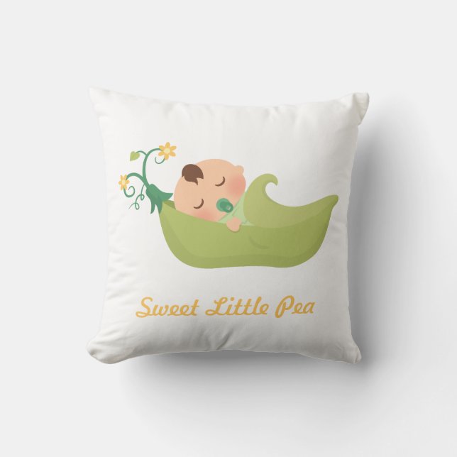 Sweet Pea in a Pod Baby Boy Nursery Room Decor Cushion (Front)