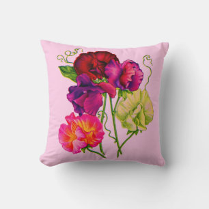 sweet pea in purple and pink cushion