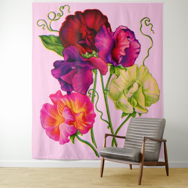 sweet pea in purple and pink tapestry (In Situ)