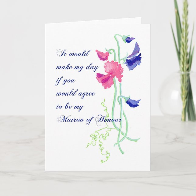 Sweet Pea Matron of Honour Request Card (Front)