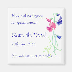 Sweet Pea Pink and Blue 'Save the Date' Magnet