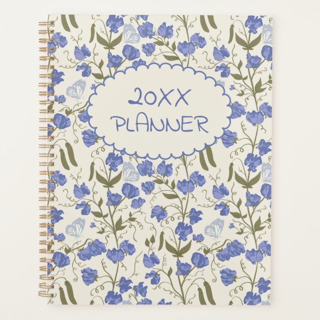 Sweet Pea Soft Blue and Cream Weekly Planner (Front)