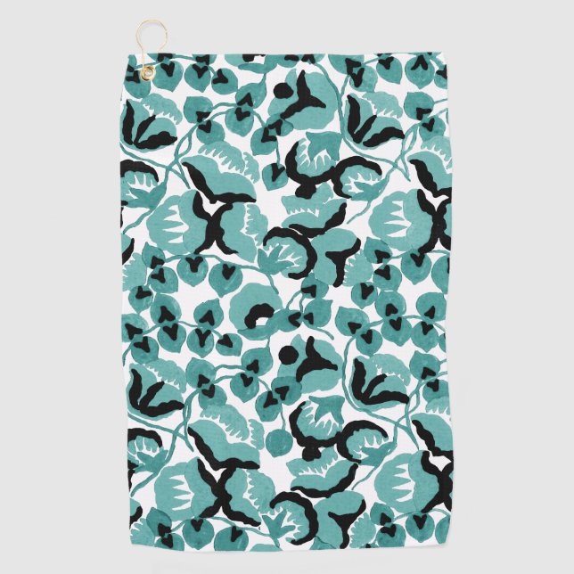Sweet Pea (Teal) Fine Art Golf Towel (Front)