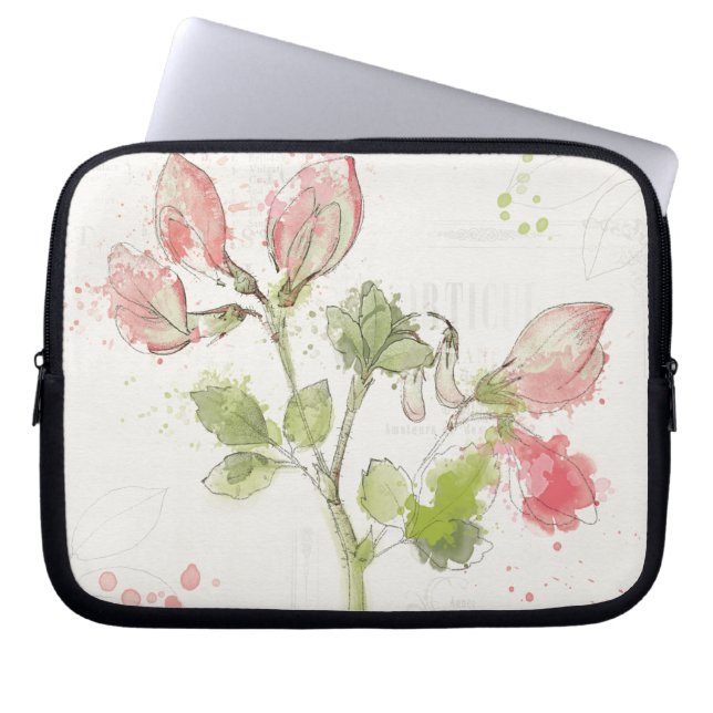 Sweet Pea watercolor Laptop Sleeve (Front)