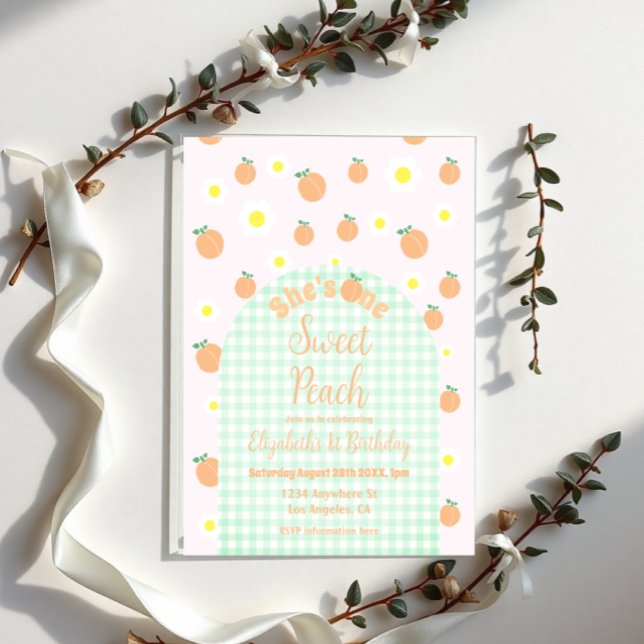 Sweet Peach 1st Birthday Acrylic Invitations (Creator Uploaded)