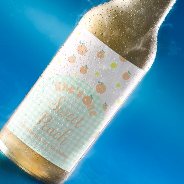 Sweet Peach 1st Birthday Beer Bottle Label (Creator Uploaded)