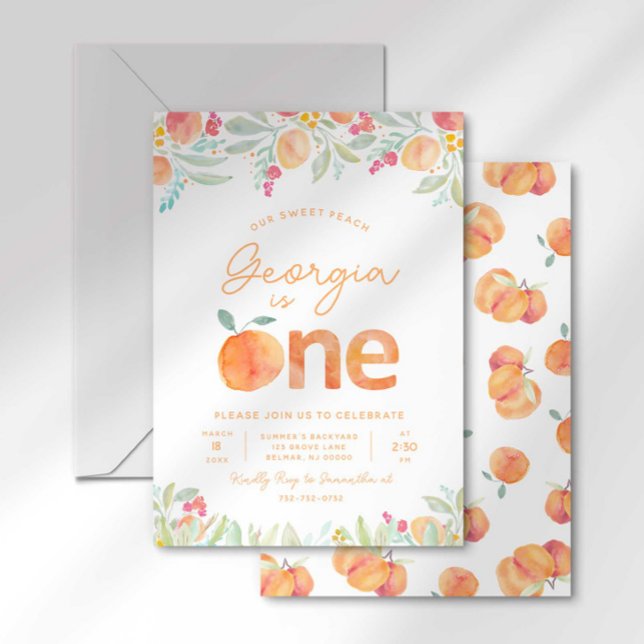 Sweet Peach 1st Birthday Invitation (Creator Uploaded)