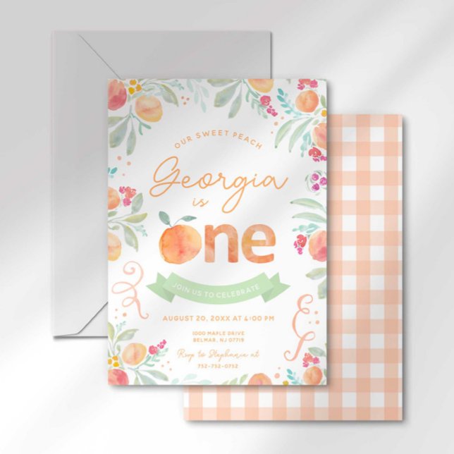Sweet Peach 1st Birthday Invitation (Creator Uploaded)