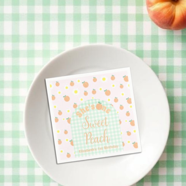 Sweet Peach 1st Birthday Napkin (Creator Uploaded)