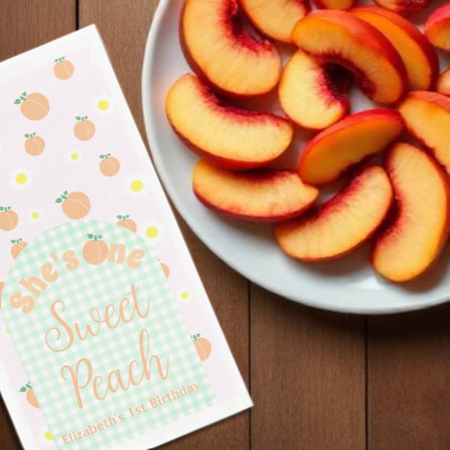 Sweet Peach 1st Birthday Napkin (Creator Uploaded)