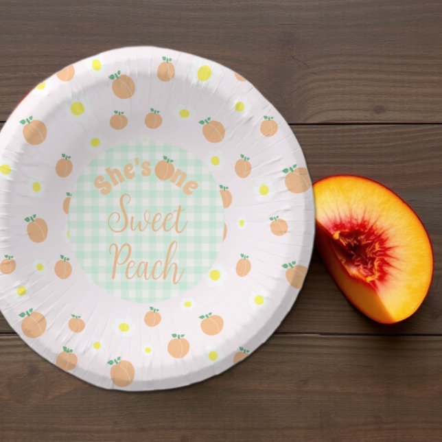 Sweet Peach 1st Birthday Paper Plate (Creator Uploaded)