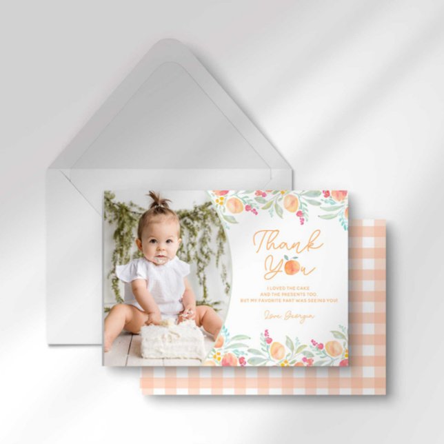 Sweet Peach 1st Birthday Thank You Card (Creator Uploaded)