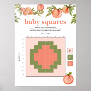 Sweet Peach Baby Shower Betting Squares Sign