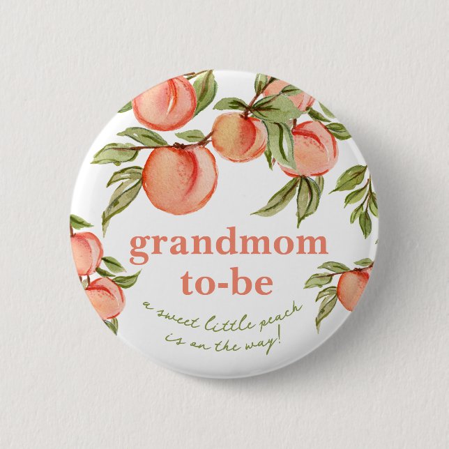 Sweet Peach Baby Shower Grandmom Button (Front)