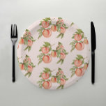 Sweet Peach Baby Shower Invitation Paper Plate<br><div class="desc">This design features a painted bunch of sweet peaches hanging from a branch. Perfect paper plate to enjoy lunch,  dinner and peach desserts celebrating your baby on the way! See the entire collection for more matching items!</div>
