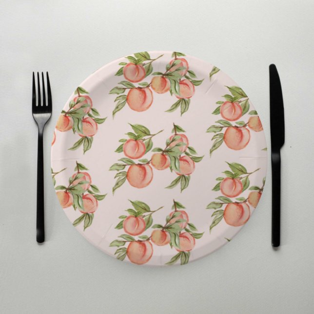 Sweet Peach Baby Shower Invitation Paper Plate (Creator Uploaded)
