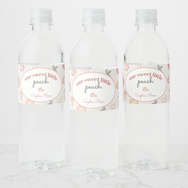 Sweet Peach Baby Shower or Birthday Bottle Wrap Water Bottle Label (Bottles)