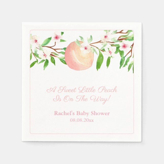 Sweet Peach Baby Shower Party Napkin (Front)