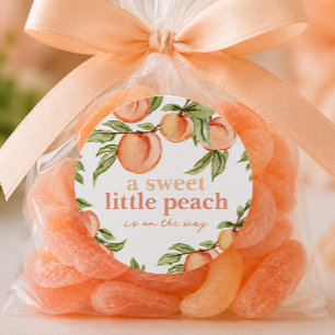 Sweet Peach Baby Shower Round Gift Favour Stickers