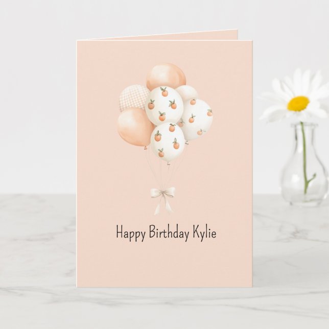 Sweet Peach Balloons Birthday   Card (Small Plant)