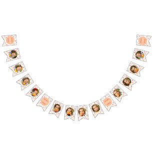 Sweet Peach Birthday 12 Month Photo Milestone Bunting