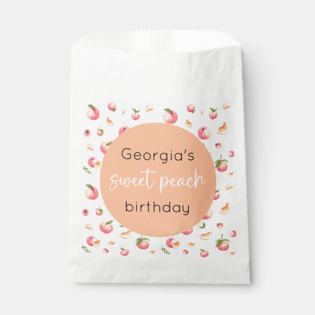 Sweet Peach Birthday Favour Bags (Front)