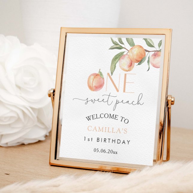 Sweet Peach Birthday Party Welcome Poster (Creator Uploaded)