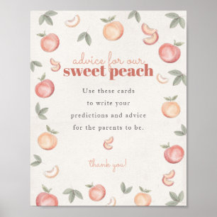 sweet peach boho advice for baby shower sign